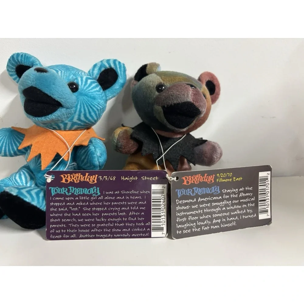 Grateful Dead Beanbag Plush Bears Lot 2 Haight Street Fillmore East Liquid Blue